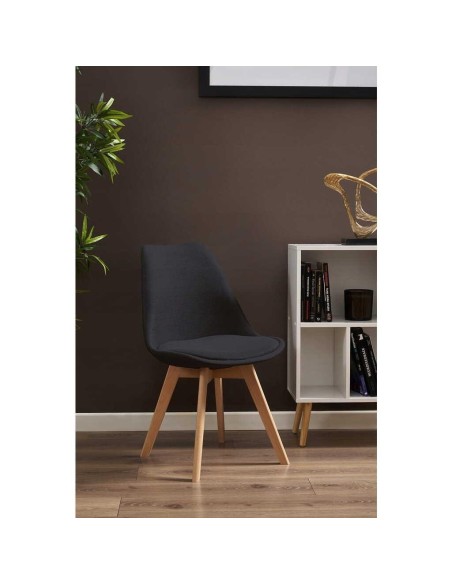 Scaun bucatarie/living, stofa, lemn, negru, 49x55x82 cm, Alta