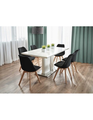 Scaun bucatarie/living, stofa, lemn, negru,...