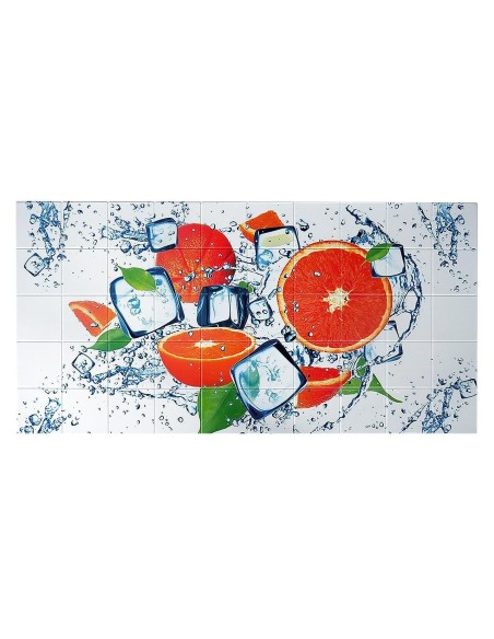 Panou decorativ, PVC, model portocale, alb si portocaliu, 96x48.5 cm