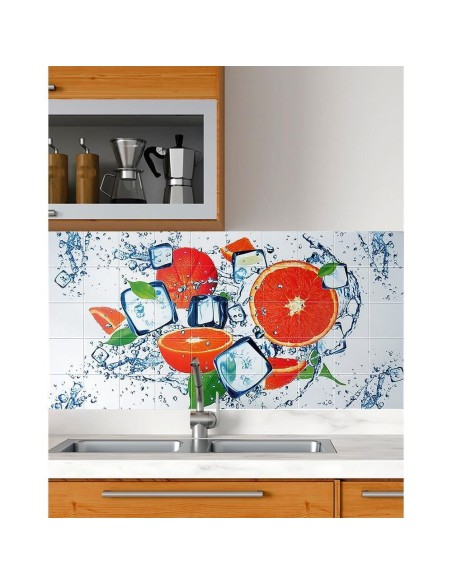 Panou decorativ, PVC, model portocale, alb si portocaliu, 96x48.5 cm