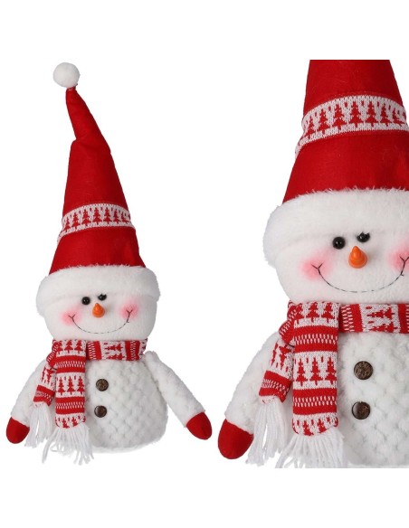 Decoratiune Craciun, om de zapada cu esarfa, rosu, 17x49 cm, Jumi