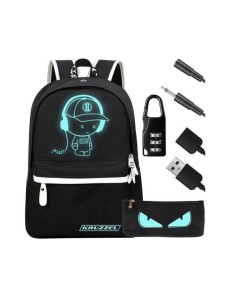 Ghiozdan/rucsac smart, fosforescent, impermeabil, cablu...