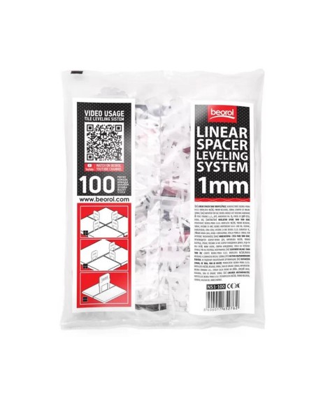 Distantiere pentru nivelare si aliniere a placilor ceramice, 100 buc, 1 mm, Beorol