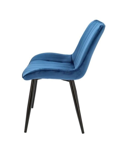 Scaun bucatarie/living, catifea, metal, albastru, 54x61x83 cm, Viva