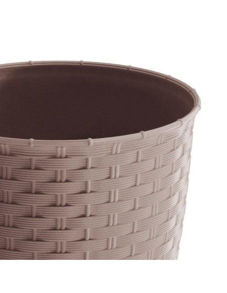 Ghiveci decorativ de flori, Prosperplast, Ratolla, imitatie ratan, rotund, cafeniu, 25x21.9 cm