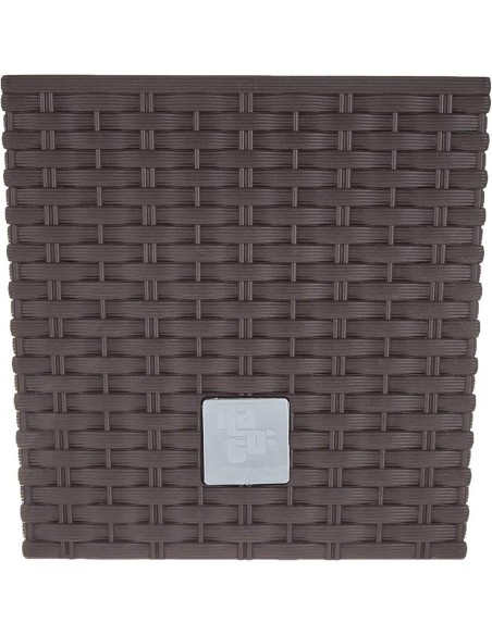 Ghiveci de flori, Prosperplast, Rato Low, patrat, 6.8 L, imitatie ratan, maro, 20x20x20.2 cm