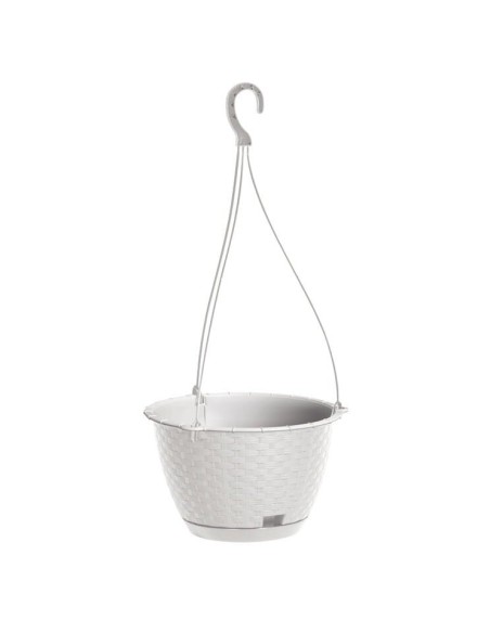 Ghiveci decorativ cu lant, Prosperplast, Rato Round, rotund, alb, 24.3x16 cm
