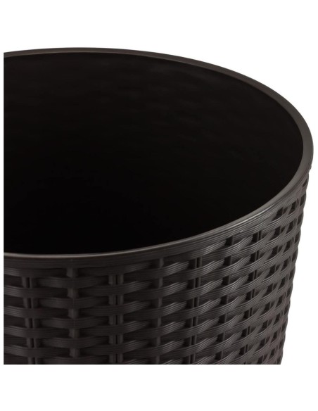 Ghiveci decorativ de flori, Prosperplast, Rato, imitatie ratan, rotund, inalt, maro, 25x47.6 cm