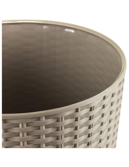 Ghiveci decorativ de flori, Prosperplast, Rato, imitatie ratan, rotund, inalt, cafeniu, 40x76.3 cm