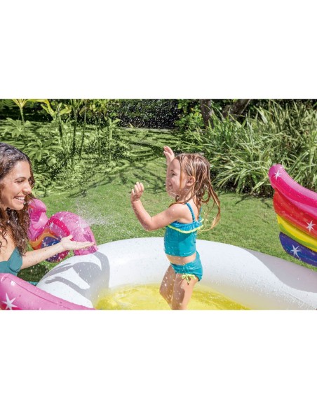 Piscina gonflabila, Intex, Mystic Unicorn Spray, 151 Litri, 272 x 193 x 104 cm, 57441, multicolor