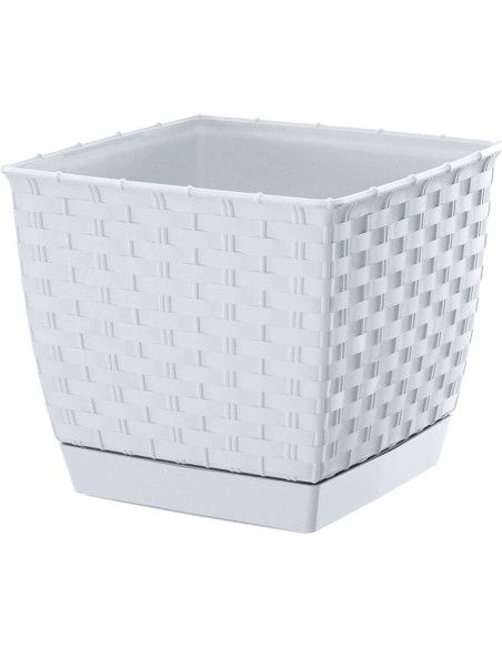 Ghiveci de flori patrat, RATOLLA, 19 x 19 cm, 3.8 L, alb, Prosperplast