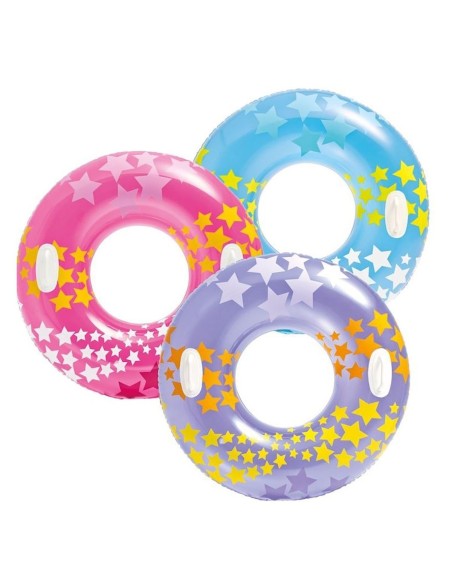 Colac gonflabila pentru inot copii, cu manere, Intex Stars, 59256, 91 cm, diverse culori