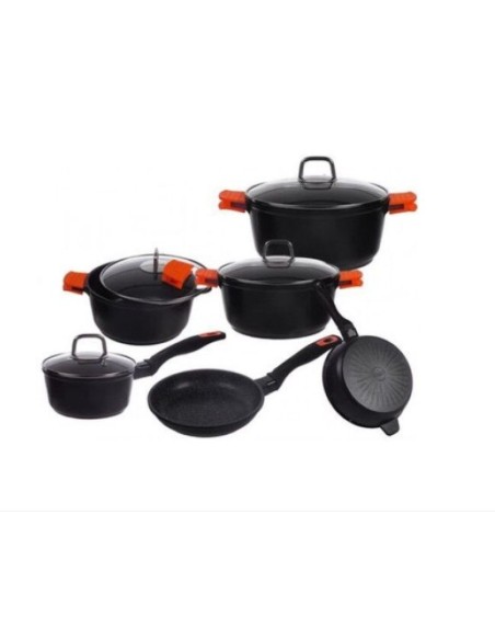 Set oale, cratite si tigai marmorate, 10 piese, din aluminiu forjat, Granit Diamond Line, Berlinger Haus, BH 1111