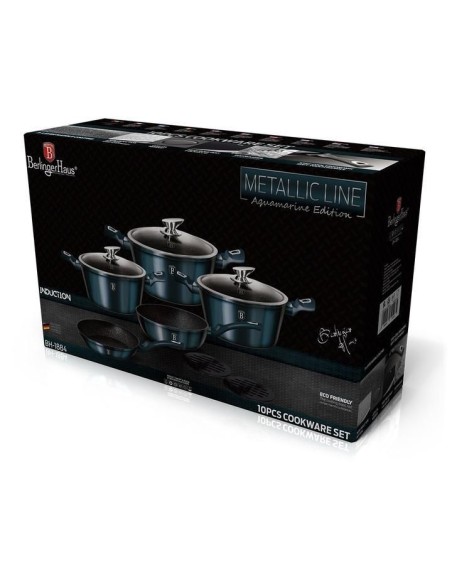 Set oale, cratite si tigai marmorate, 15 piese, din aluminiu forjat, METALLIC LINE Aquamarine Edition, Berlinger Haus, BH 1885