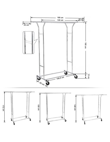 Suport mobil cu roti pentru haine, Songmics,...
