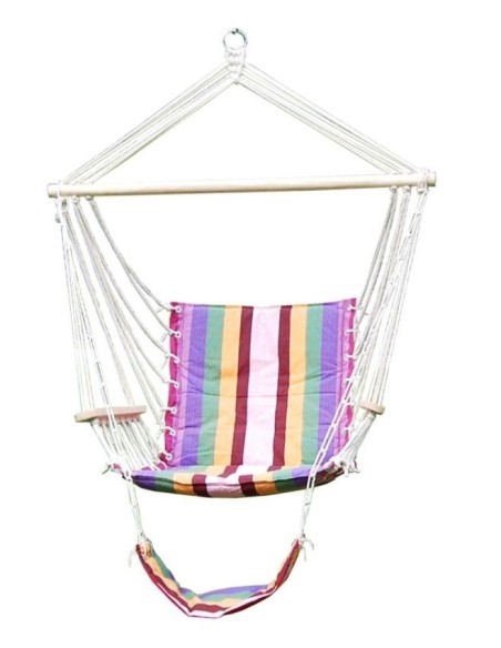 Hamac de gradina tip  scaun, cu brate si suport, multicolor, 3251