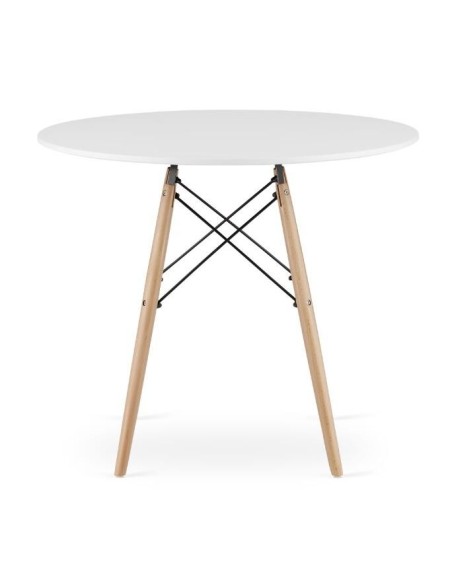 Masa stil scandinav, Artool, rotund, MDF si lemn, alb, 90x72 cm