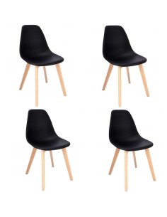 Scaune bucatarie/living, PP, lemn, negru, set 4 buc,...