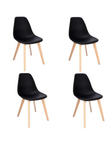 Scaune bucatarie/living, PP, lemn, negru, set 4...