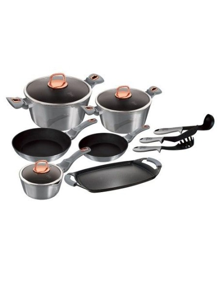 Set oale, cratite si tigai marmorate, 12 piese, din aluminiu forjat, Moonlight Edition, Berlinger Haus, BH 6021