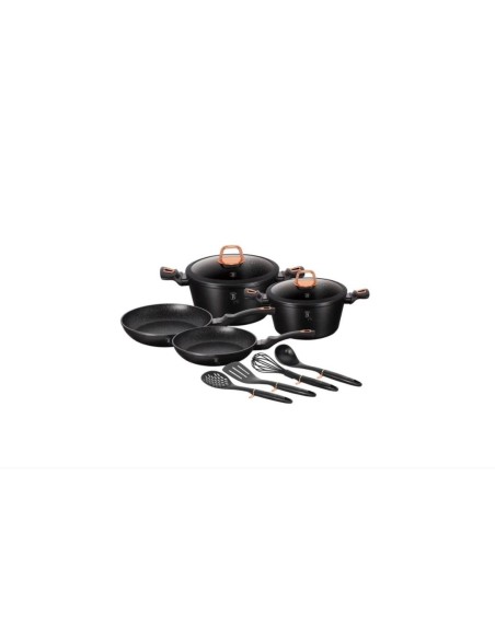 Set oale si tigai marmorate, 10 piese, din aluminiu forjat, Black Rose Collection, Berlinger Haus, BH 6149