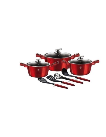 Set oale si cratite marmorate, 10 piese, din aluminiu forjat, Burgundy Collection, Berlinger Haus, BH 6150