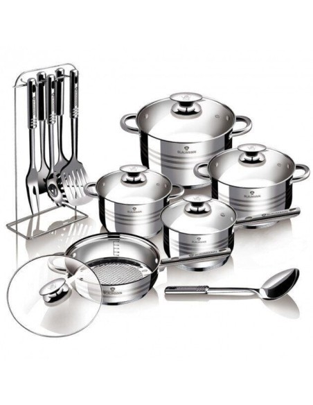 Set oale, cratite si tigai, otel inoxidabil, 17 piese, Jumbo Gourmet Line, Blaumann, BL 3133