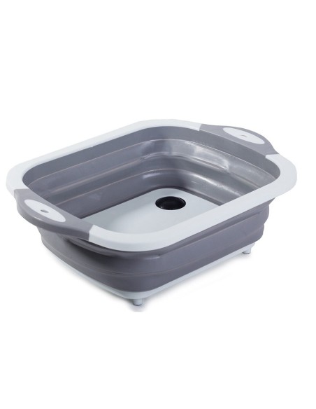 Uscator, scurgator pentru camping, Verk Group, silicon, pliabil, gri, 5 L, 40x30x12.5 cm