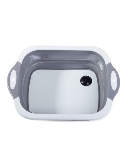Uscator, scurgator pentru camping, Verk Group, silicon, pliabil, gri, 5 L, 40x30x12.5 cm