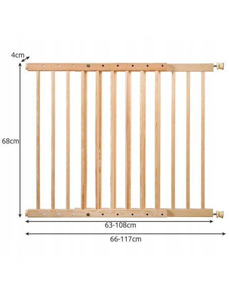 Poarta, grilaj, de siguranta, protectie copii, Isotrade, lemn, 66x117x68 cm