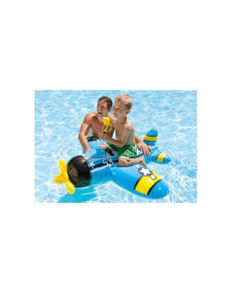 Saltea gonflabila copii, Intex, 57537, Ride-on, avion pentru piscina, 132 x 130 cm, diverse culori