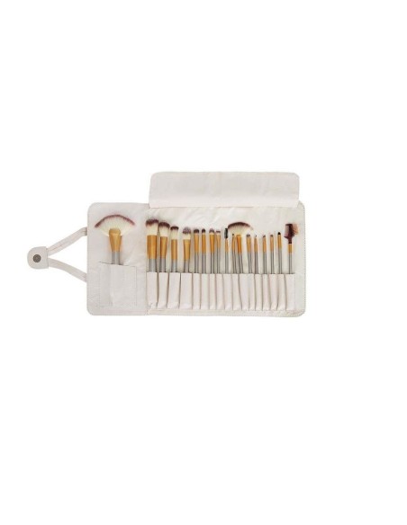 Pensule de machiaj, multifunctional, husa alba, set 18 piese, Isotrade