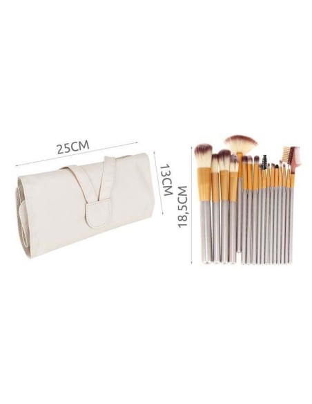 Pensule de machiaj, multifunctional, husa alba, set 18 piese, Isotrade