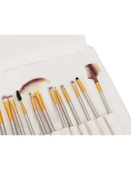 Pensule de machiaj, multifunctional, husa alba, set 18 piese, Isotrade