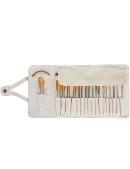 Pensule de machiaj, multifunctional, husa alba, set 18 piese, Isotrade