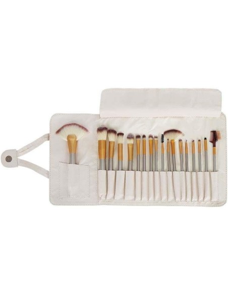 Pensule de machiaj, multifunctional, husa alba, set 18 piese, Isotrade