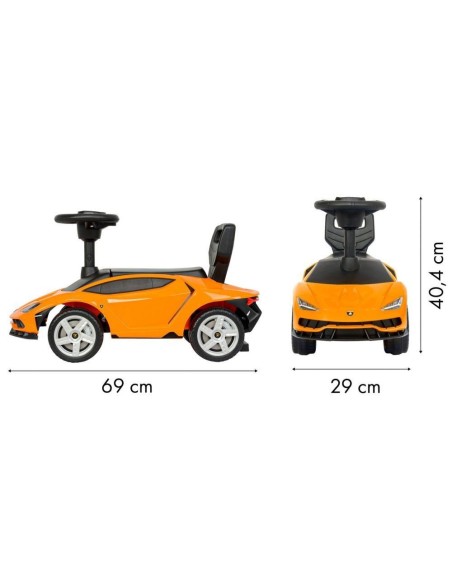 Masinuta fara pedale, de impins pentru copii, Lamborghini, Ecotoys, 3726o, portocaliu