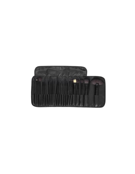 Pensule de machiaj, multifunctionale, husa neagra, set 24 piese, Isotrade