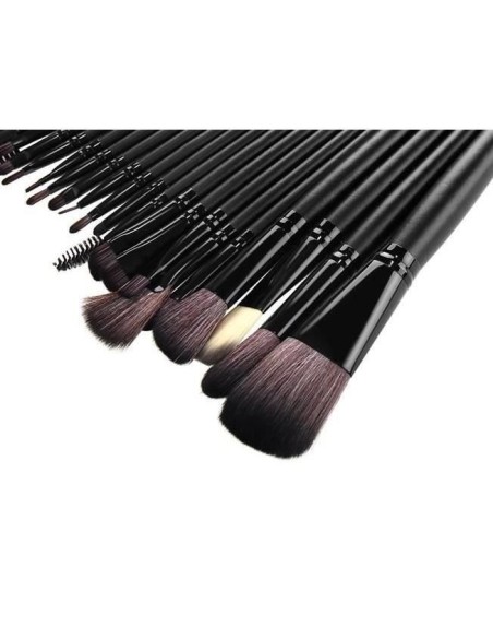Pensule de machiaj, multifunctionale, husa neagra, set 24 piese, Isotrade