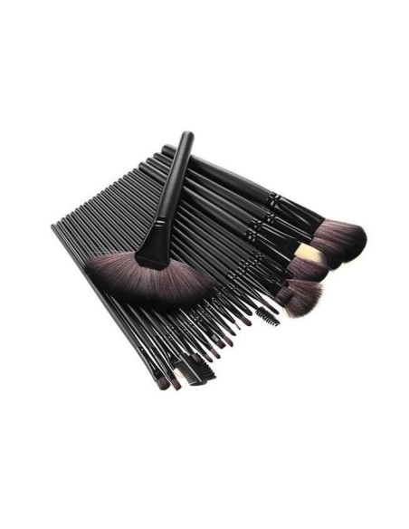 Pensule de machiaj, multifunctionale, husa neagra, set 24 piese, Isotrade