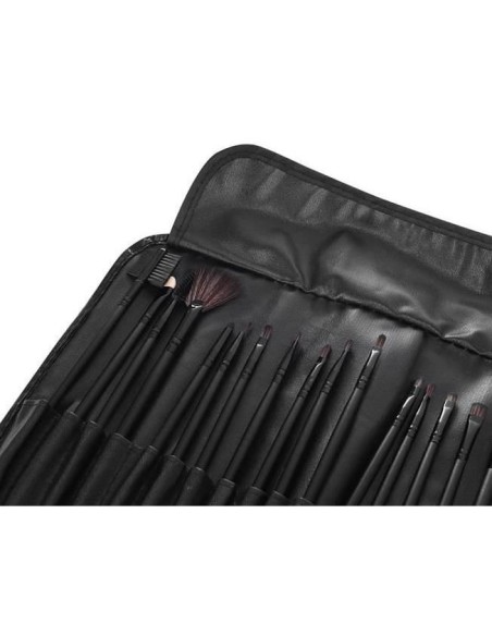 Pensule de machiaj, multifunctionale, husa neagra, set 24 piese, Isotrade
