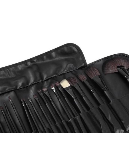 Pensule de machiaj, multifunctionale, husa neagra, set 24 piese, Isotrade