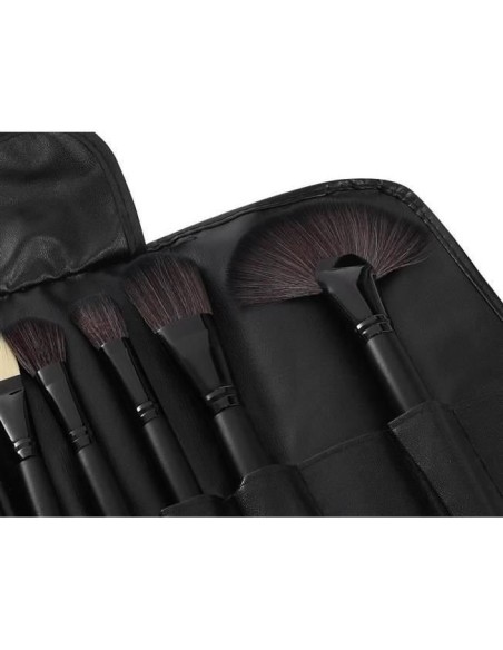 Pensule de machiaj, multifunctionale, husa neagra, set 24 piese, Isotrade