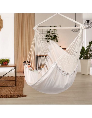 Hamac de gradina tip scaun brazilian, alb,...