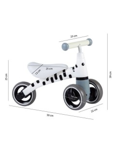 Tricicleta fara pedale, Zebra Alb Negru, Ecotoys,... 2