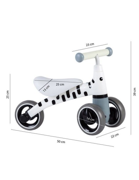 Tricicleta fara pedale, Zebra Alb Negru, Ecotoys, 39x22x50 cm,  LB1603