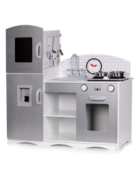 Bucatarie din lemn pentru copii XXL , cu accesorii de bucatarie, Ecotoys PLK529
