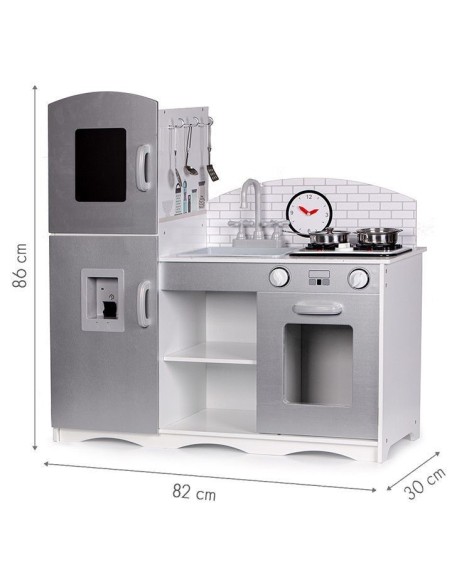 Bucatarie din lemn pentru copii XXL , cu accesorii de bucatarie, Ecotoys PLK529