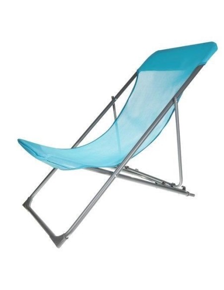Sezlong pentru plaja, pliabil, reglabil, albastru, max 110 kg, 52x80x82 cm, Malatec