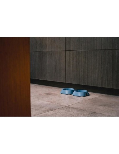 Castron, bol, pentru caine, pisica, suporti antiderapanti, PET reciclat, albastru inchis, marime L, 700 ml, 20.4x20.4x5.4 cm